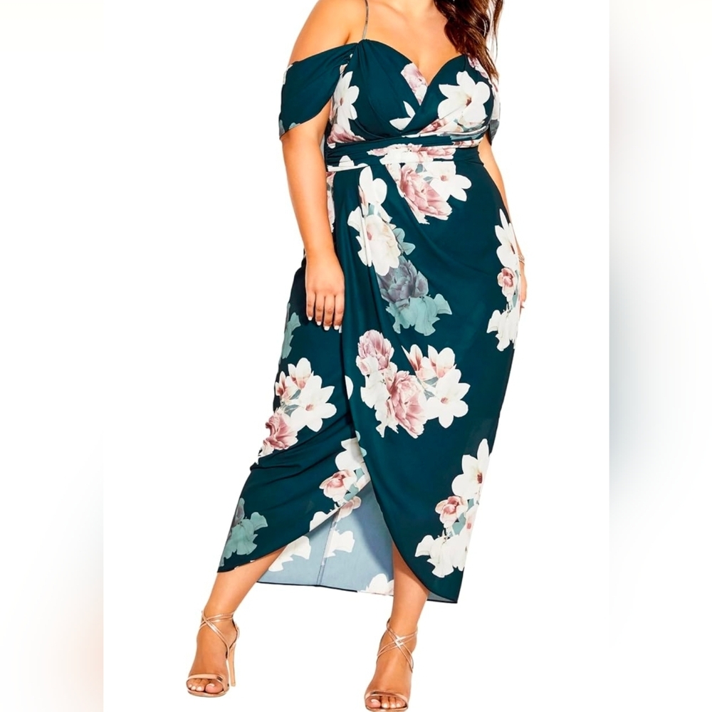 City Chic Floral Off-Shoulder Maxi Dress